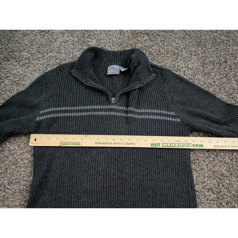 Aeropostale‎ Men's Sweater Pullover 1/4 Zip Gray Ribbed Knit Large Y2K